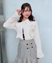 リボンブラウスドッキングニット