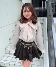 リボンブラウスドッキングニット