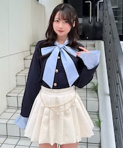 リボンブラウスドッキングニット