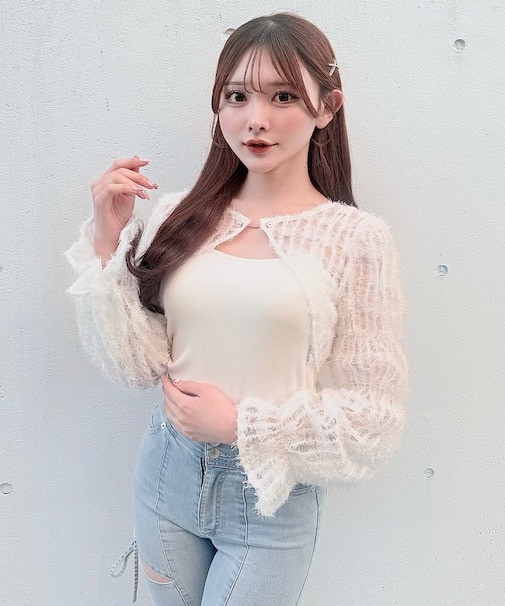 フェザーボレロアンサンブルトップス