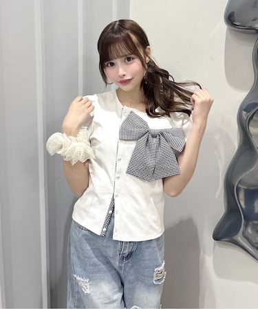 リボンアシメトップス