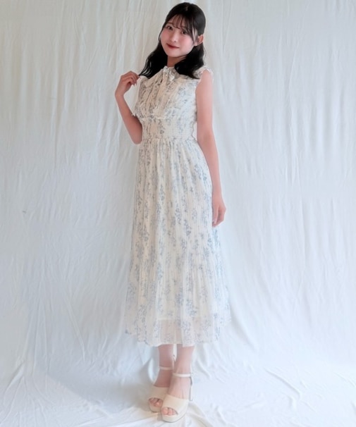 リボンタイフラワーワンピース