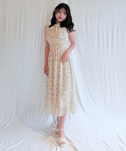 リボンタイフラワーワンピース