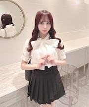 リボンレイヤードブラウス