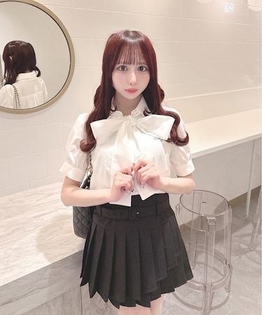 リボンレイヤードブラウス