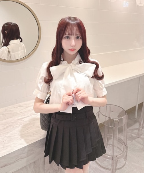 リボンレイヤードブラウス