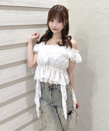 ２wayフリルオフショルブラウス