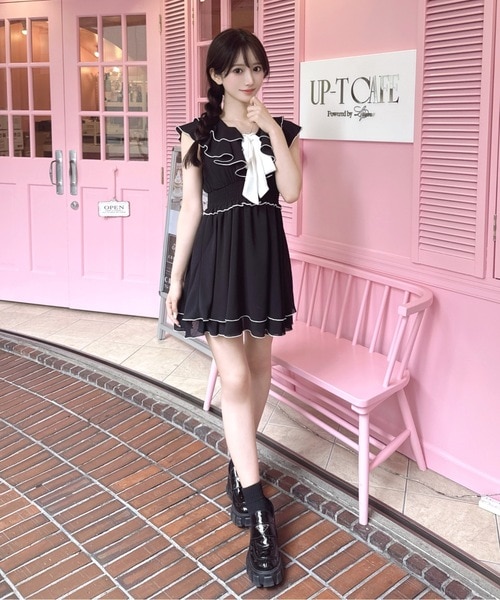 ラッフルリボンミニワンピース｜ワンウェイの通販｜&mall（アンド
