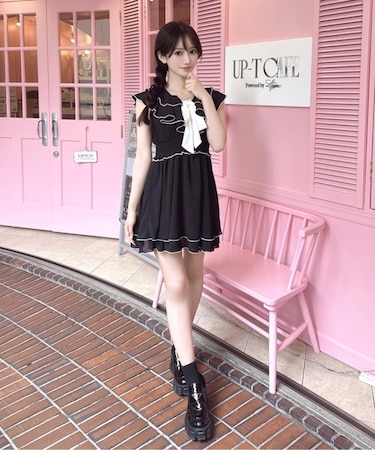 ラッフルリボンミニワンピース