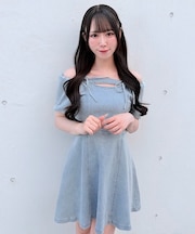 オフショルデニムマーメイドミニOP