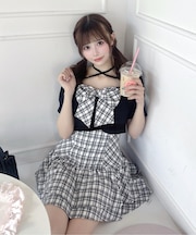 半袖リボンアンサンブルワンピース
