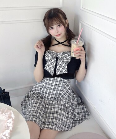 半袖リボンアンサンブルワンピース