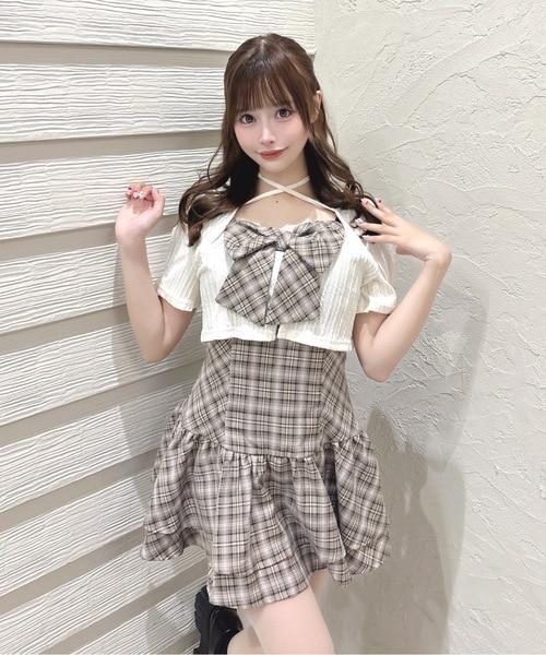 半袖リボンアンサンブルワンピース｜ワンウェイの通販｜&mall（アンド