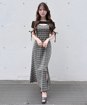レイヤードバックリボンロングワンピース