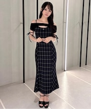 レイヤードバックリボンロングワンピース