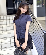 フリルチェックシャツ