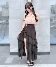 ２wayチュールティアードロングスカート