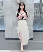 ２wayチュールティアードロングスカート