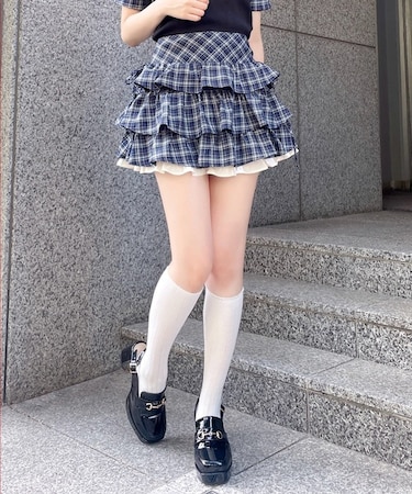 サイドリボンティアードスカート