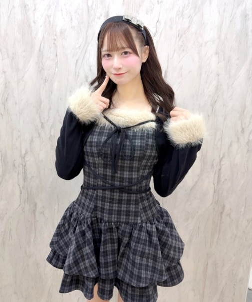 ファー付レイヤード風ワンピース