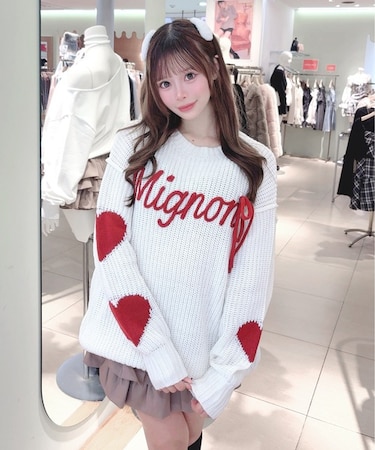 ハートジャガードニット