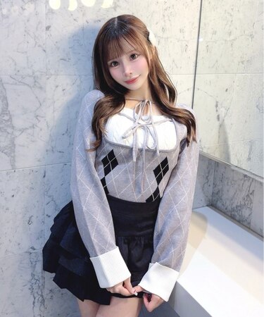 アーガイルレイヤードニット