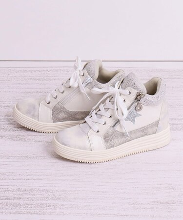 ファスナー付きインヒール厚底ハイカットスニーカー