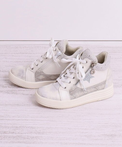 ファスナー付きインヒール厚底ハイカットスニーカー