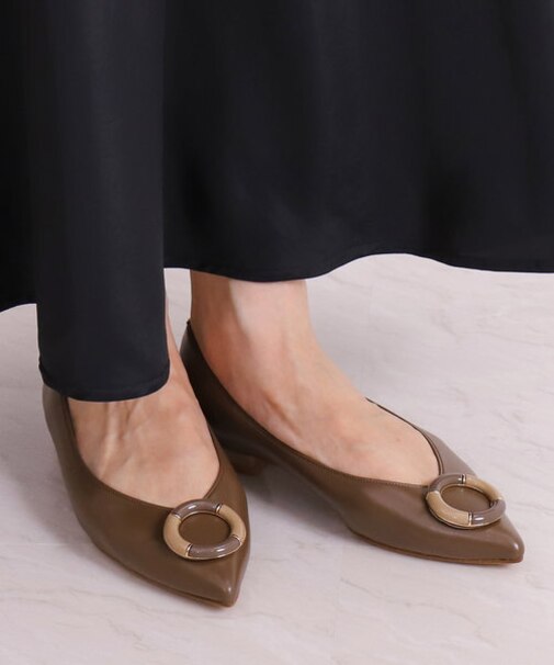 	ラウンドモチーフフラットシューズ