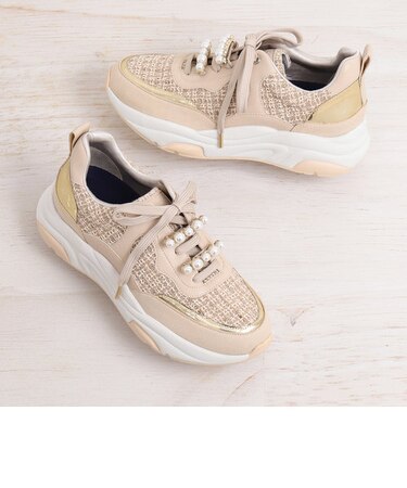 【雑誌「大人百花」コラボ】パールチャーム付き2WAY厚底スニーカー