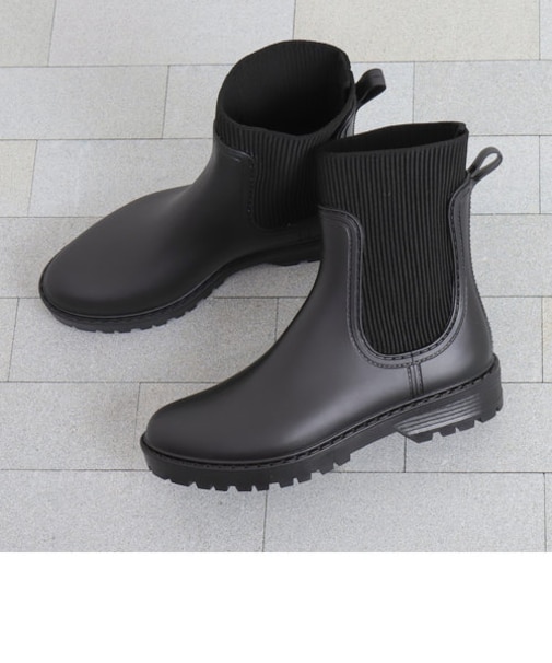 撥水ニットサイドゴアレインブーツ