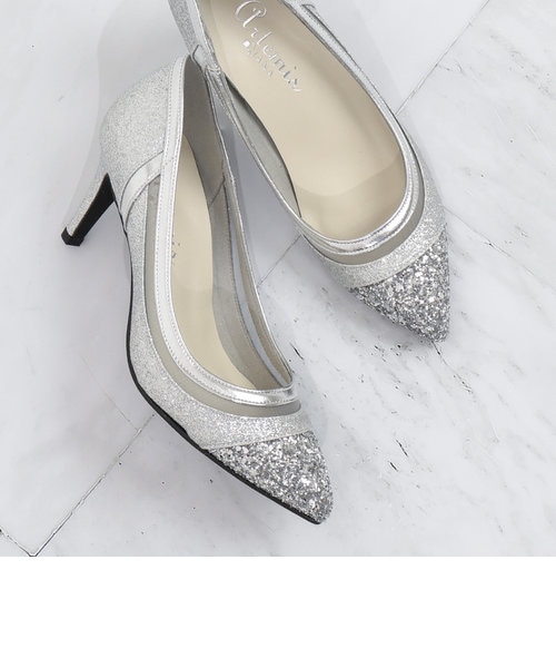 DIANA ダイアナ 結婚式 パンプス24cm グリッターチュール ヒール7cm