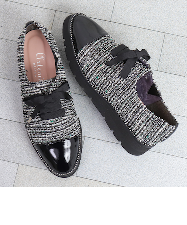 グログランリボン厚底レースアップシューズ