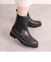 【片足330g】軽量厚底チェーンデザインサイドゴアブーツ