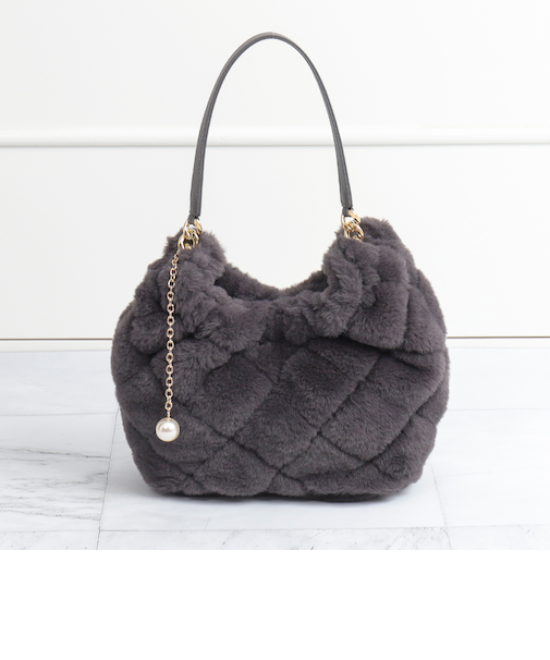 ラウンド型フェイクファーハンドバッグ