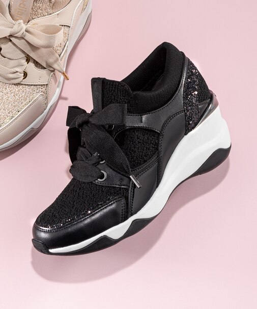 【撥水加工】ニットコンビヒールアップスニーカー