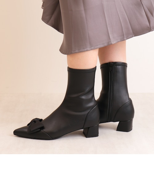 早い者勝ち！クリスタルビジュー付き　リブニットショートブーツ ビジューバックルリブニットショートブーツ｜アルテミスバイダイアナの