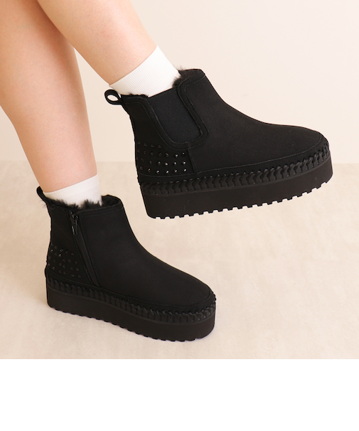 【軽量】厚底フェイクムートンブーツ
