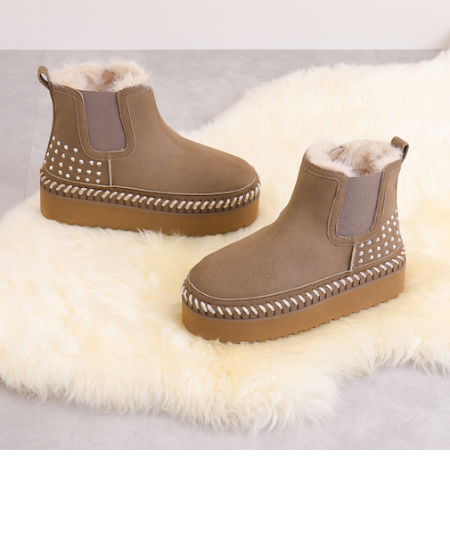 【軽量】厚底フェイクムートンブーツ