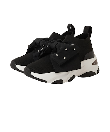 【軽量・撥水加工】 ビッグリボン ニットソックススニーカー