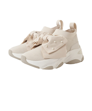 【軽量・撥水加工】 ビッグリボン ニットソックススニーカー