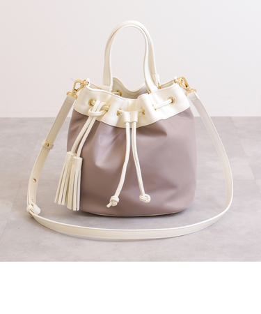 ショルダーベルト付属 2WAYナイロン巾着バッグ