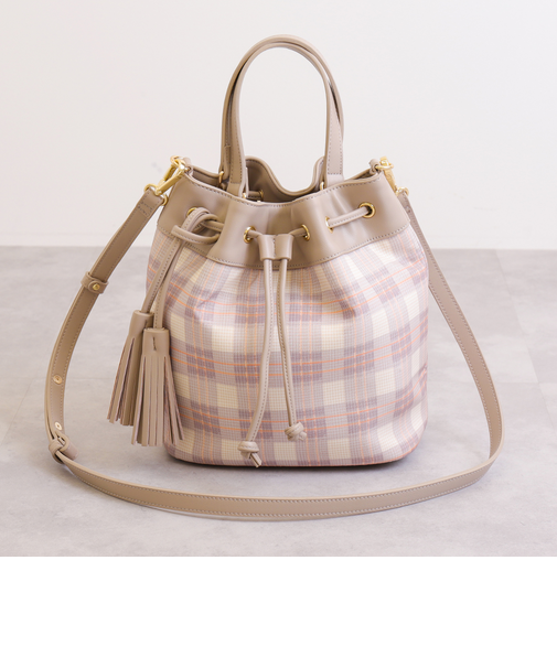 ショルダーベルト付属　2WAYナイロン巾着バッグ