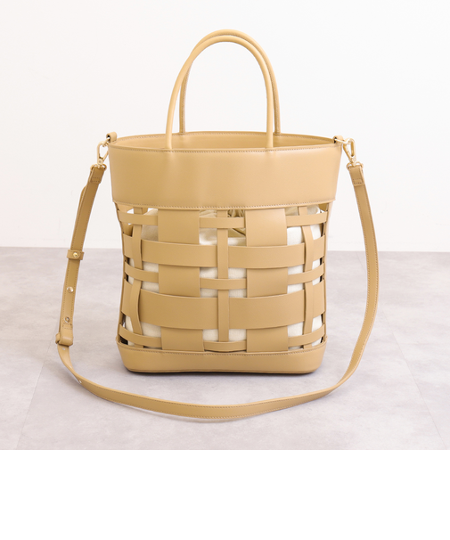 ストラップ付属2WAY　インナーバッグ付き縦型トート