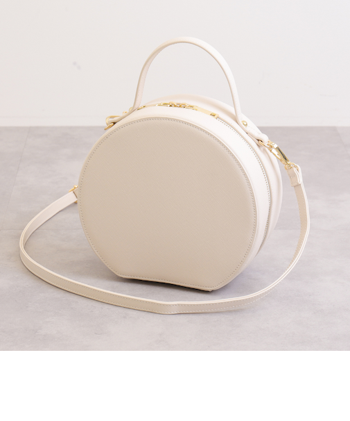 ショルダーベルト付属2WAYダブルファスナーラウンドバッグ