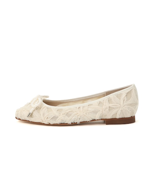 シアー素材ラウンドトゥフラットシューズ