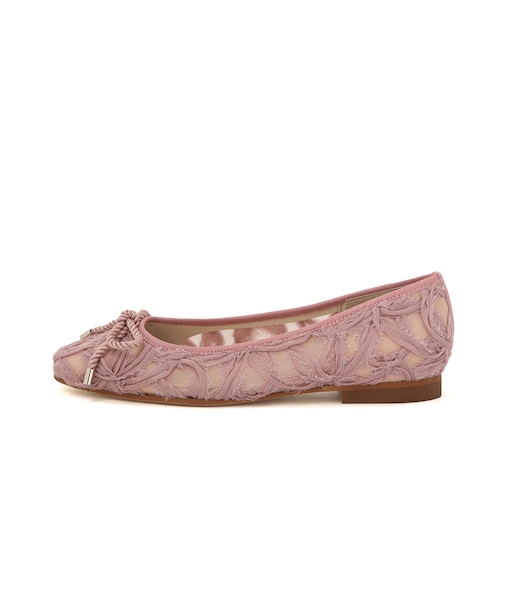 シアー素材ラウンドトゥフラットシューズ