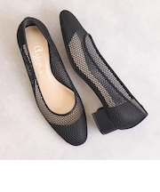 メッシュ素材ラウンドトゥパンプス