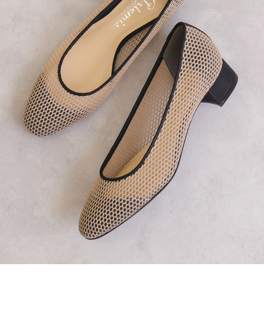 メッシュ素材ラウンドトゥパンプス