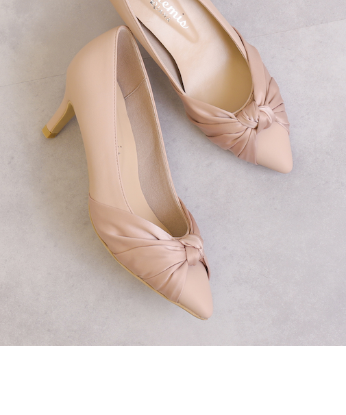 ドレープリボン　ポインテッドトゥパンプス